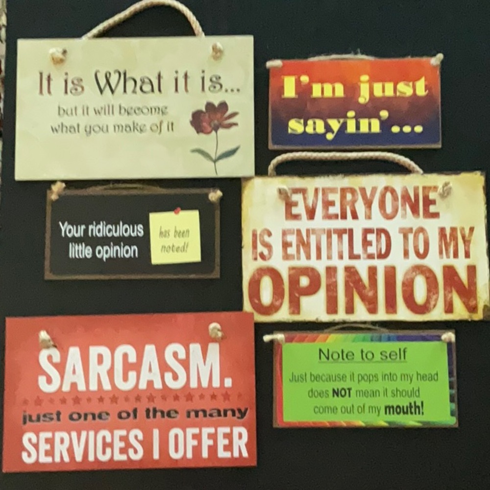Set of 6 Wall Hangings With Sarcastic Sayings